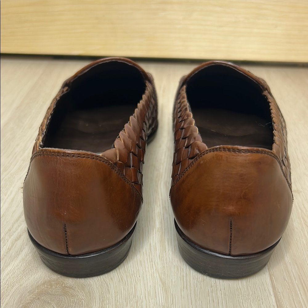 Bragano by Cole Haan 👞 Men's Brown Woven Leather Penny Loafers 9M Made in Italy - Picture 3 of 16